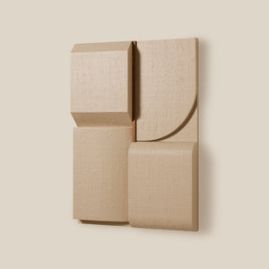 Beige textured wall art with geometric shapes on a beige background - Number 7