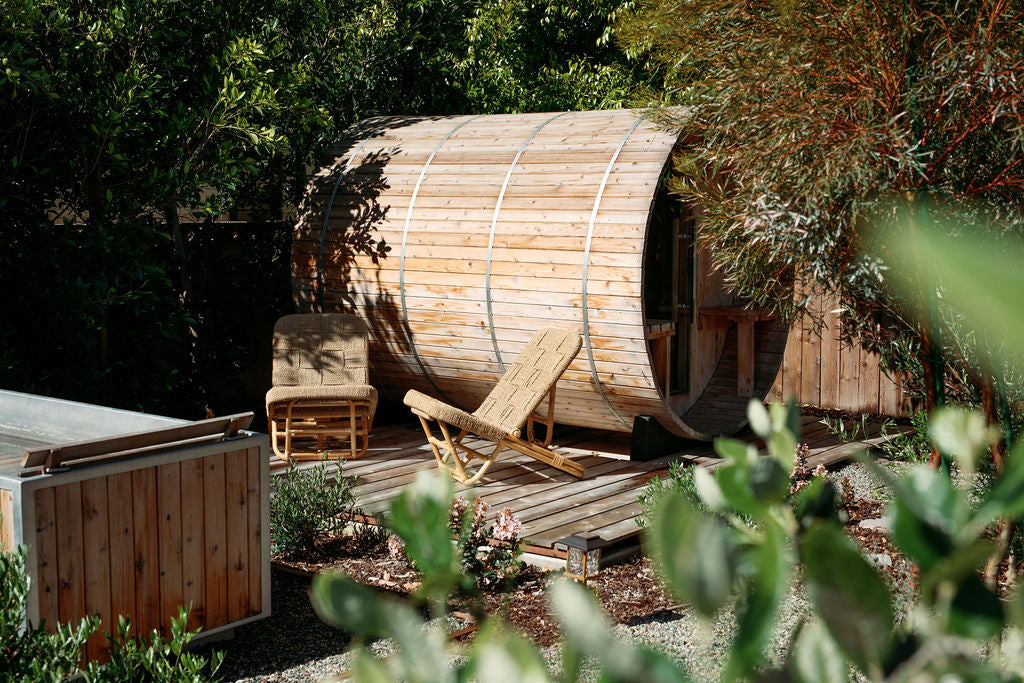 rattan beach chairs in backyard