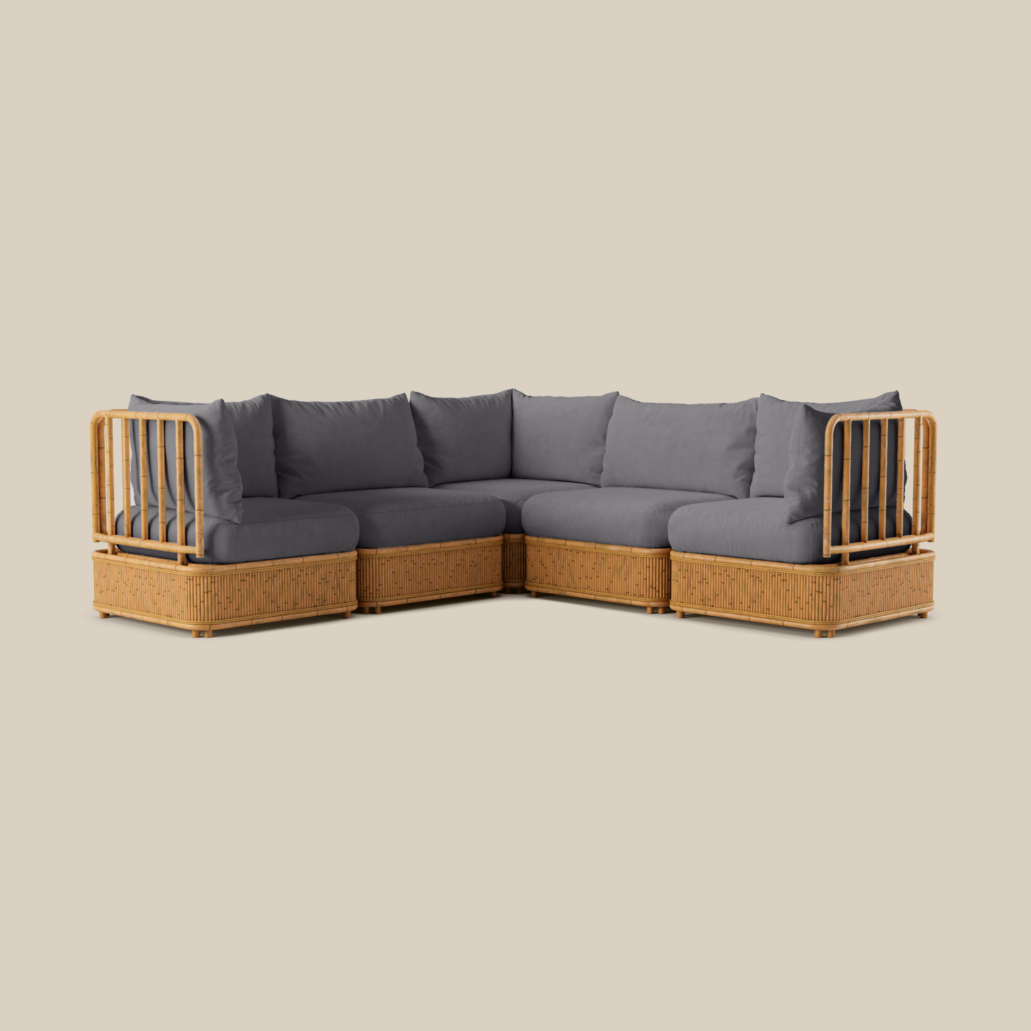 Natura Sectional - Five Seat Corner-Shape - Charcoal