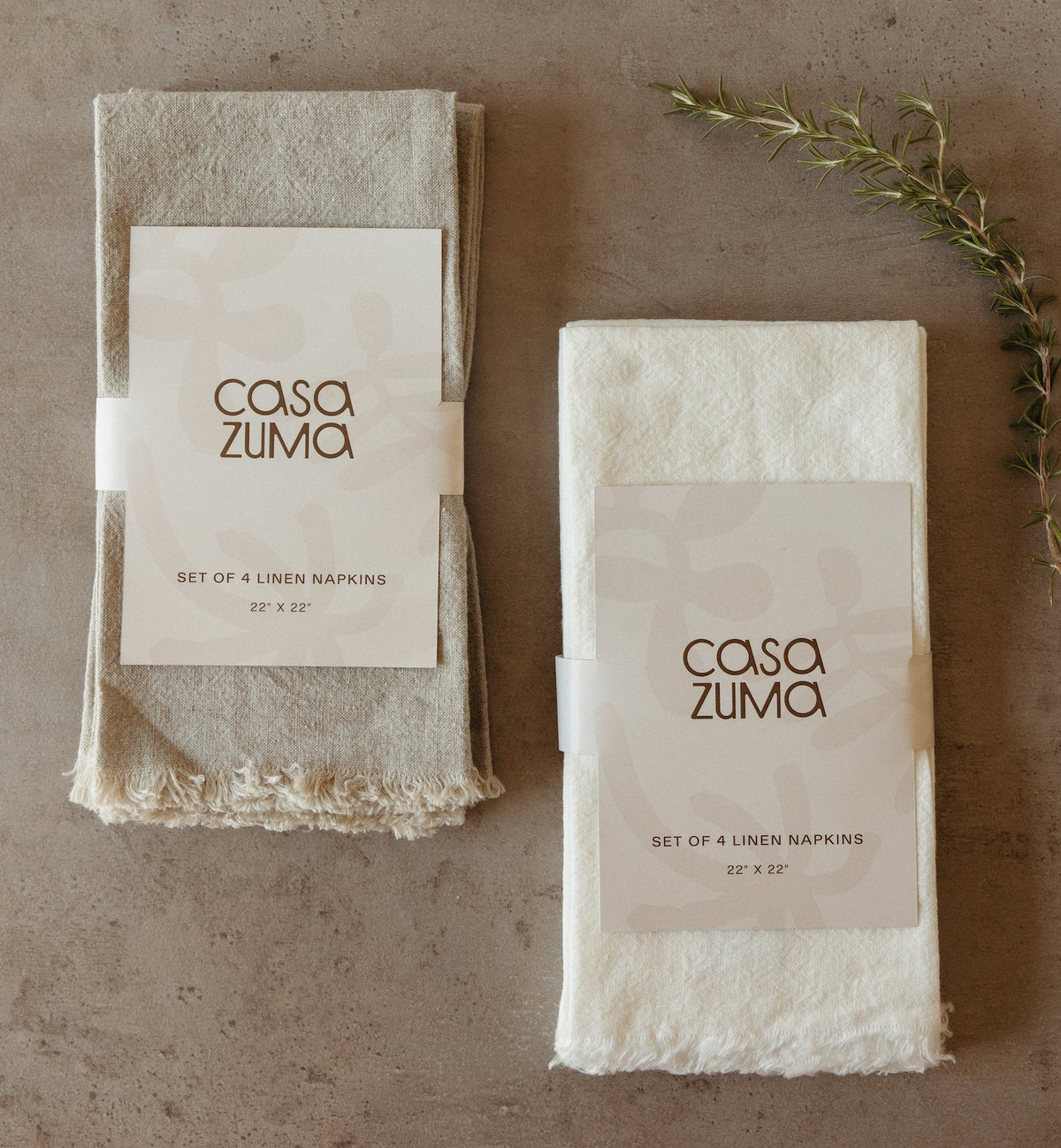 Oversized Frayed Linen Napkins Set 4