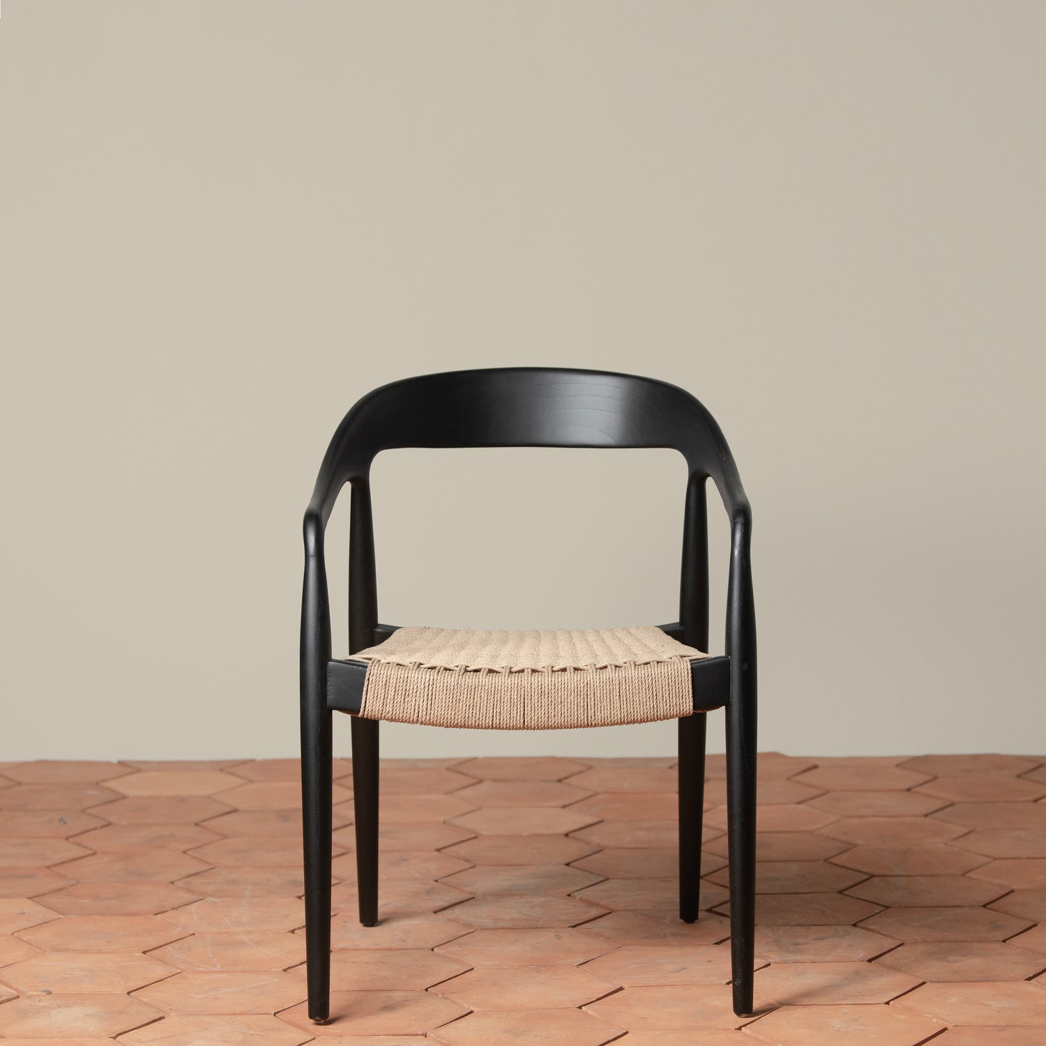 ingrid woven arm chair in ebony front