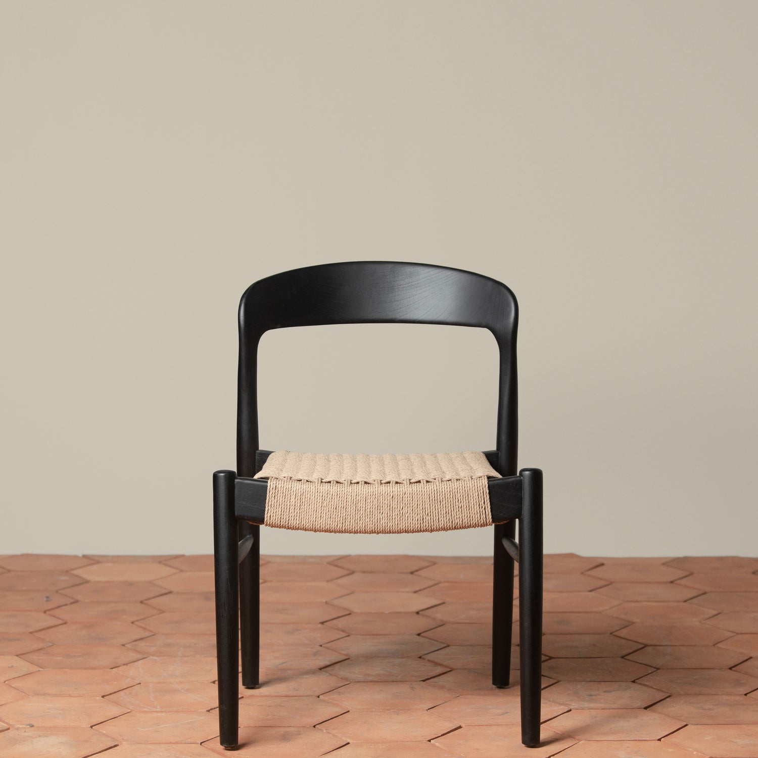 ingrid woven side chair in ebony front