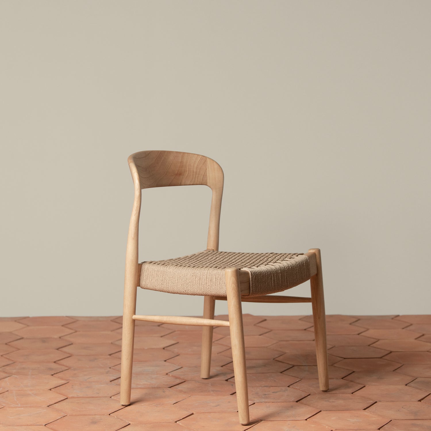 ingrid woven side chair in oak angle