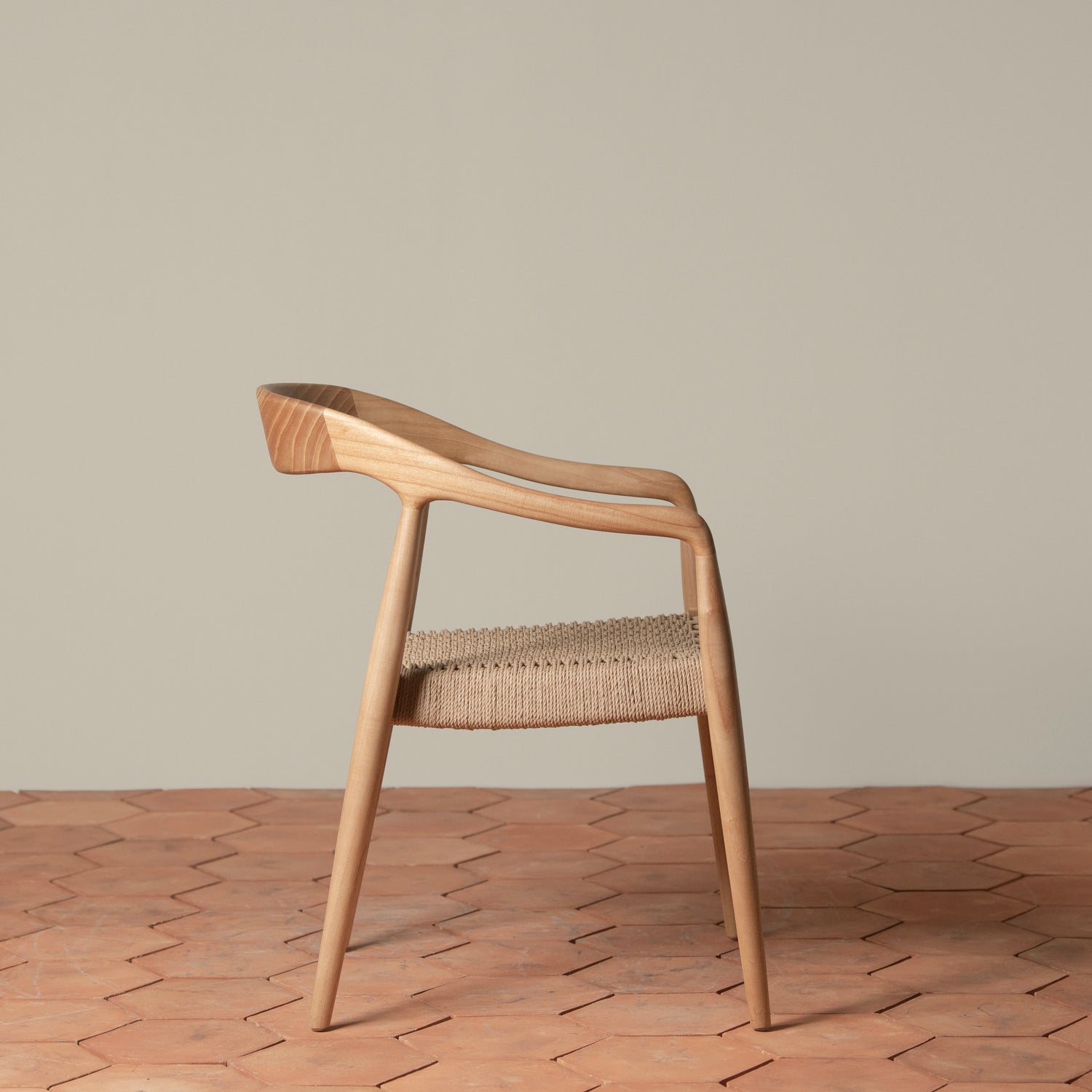ingrid woven arm chair in oak side