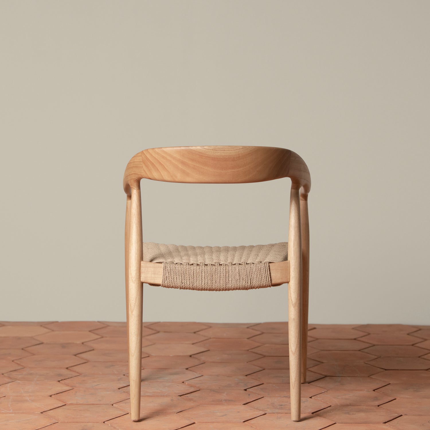 ingrid woven arm chair in oak back