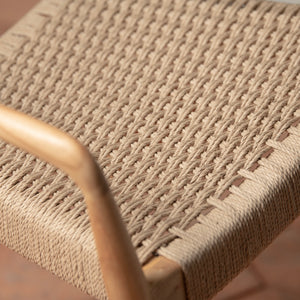 ingrid woven arm chair in oak seat detail