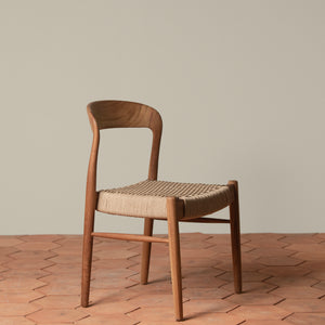ingrid woven side chair in teak angle