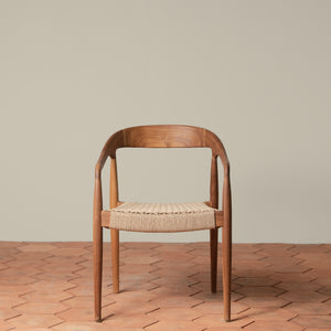 ingrid woven arm chair in teak front