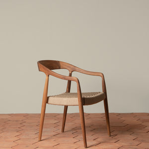 ingrid woven arm chair in teak angle