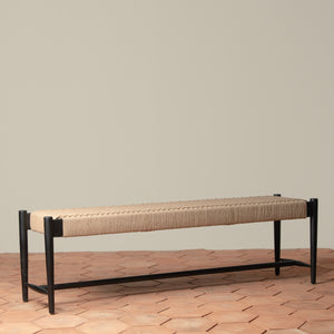ingrid woven bench in ebony angle