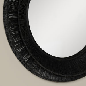 collins large jute mirror in black detail