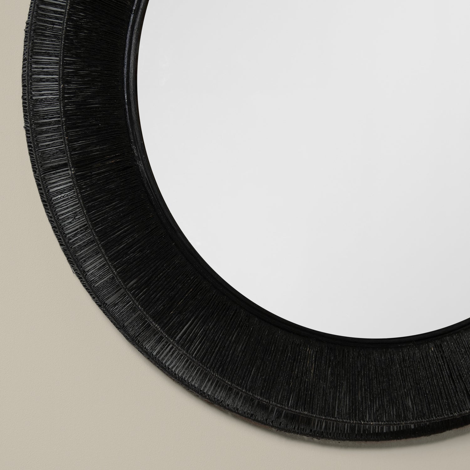 collins large jute mirror in black detail