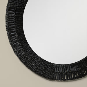folha round mirror in black detail