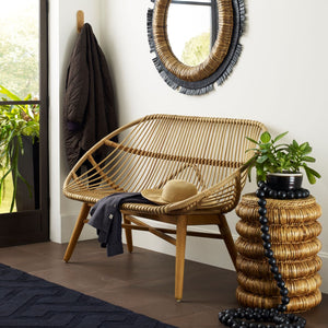 emile rattan bench in entryway