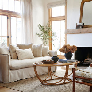 colette rattan coffee table in living room