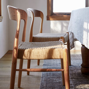 ingrid woven side chairs at dining table
