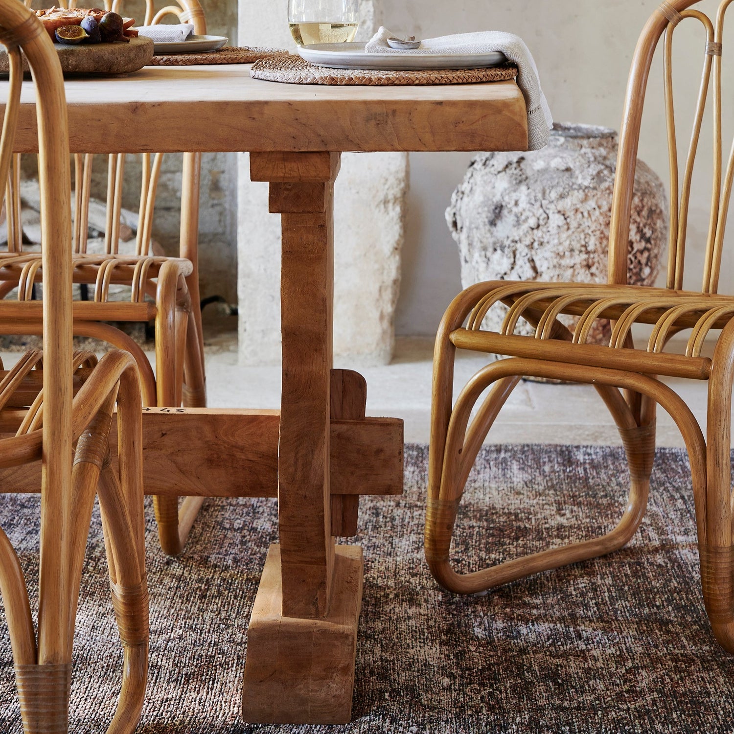 Vintage French Trestle Wood Farm Table